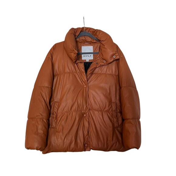 NVLT Jackets & Blazers - NVLT Berber Vegan Leather Brown Anthropologie Puffer Coat Size Medium Womens